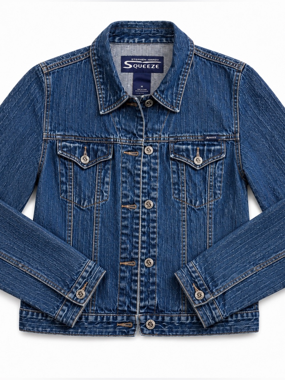 Stephen Hardy Squeeze Y2K Fitted Denim Jacket Medium Vintage Blue Jean